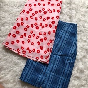 Shein mini skirts Large L spring summer festival pink floral blue plaid skirt